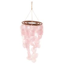Artikel Windspiel aus Capiz-Muscheln und Holz, 70 cm, Rosa, für Innen- und geschützten Außenbereich