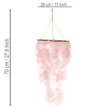 Artikel Windspiel aus Capiz-Muscheln und Holz, 70 cm, Rosa, für Innen- und geschützten Außenbereich