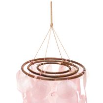 Artikel Windspiel aus Capiz-Muscheln und Holz, 70 cm, Rosa, für Innen- und geschützten Außenbereich