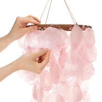 Artikel Windspiel aus Capiz-Muscheln und Holz, 70 cm, Rosa, für Innen- und geschützten Außenbereich