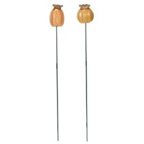 Artikel Gartenstecker Mohnkapsel Set 4 Stück Keramik Braun 41 cm für Gartendekoration und DIY