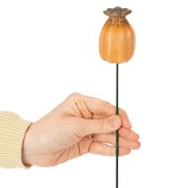 Artikel Gartenstecker Mohnkapsel Set 4 Stück Keramik Braun 41 cm für Gartendekoration und DIY