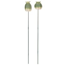 Artikel Mohnkapseln am Stab aus Keramik 41 cm – Set mit 4 Deko-Steckern in Grün für Garten und Balkon