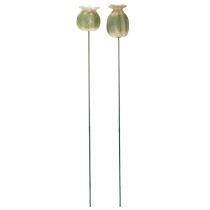 Artikel Mohnkapsel Gartenstecker 60 cm aus Keramik und Metall im 2er-Set für stilvolle Gartendekoration