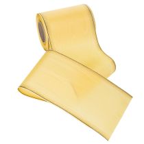 Artikel Moiré Kranzband Gelb mit Goldverzierung 125mm 25m - Hochwertiges Trauerband Dekoband Schleifenband