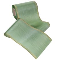 Artikel Moiré Kranzband Salbei-Grün mit Goldrand, 150mm x 25m, Dekoratives Band für Floristik und Kränze