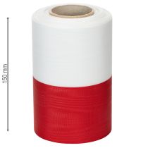 Artikel Moiré-Kranzband, Trauerband Weiß-Rot, Dekoband 150mm, Gedenkband Trauerflor, Acetat Taft 25m