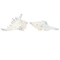 Artikel Maritime Muschel Deko Seeschnecke künstlich Blauweiß 11,5/13cm 2er Set kaufen