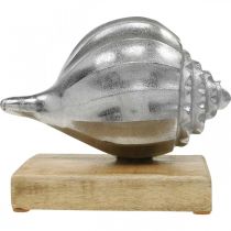 Artikel Muschel aus Metall, maritime Deko zum Stellen Silbern, Naturfarben H15cm B18,5cm