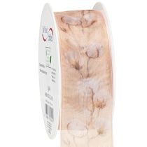 Artikel Organzaband mit Baumwollzweigen Rosa 40mm 15m für Floristik und Hochzeiten
