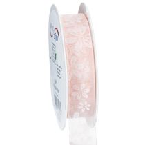 Artikel Organzaband Blumen Geschenkband Rosa 25mm 18m