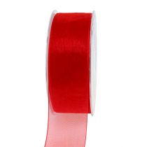 Organzaband mit Webkante 4cm 50m Rot
