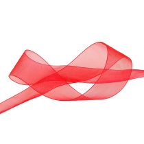 Organzaband mit Webkante 4cm 50m Rot