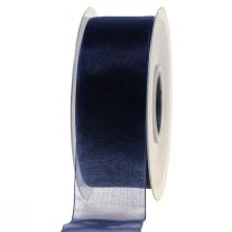 Artikel Organzaband Geschenkband Dunkelblau Band Blau Webkante 40mm 50m