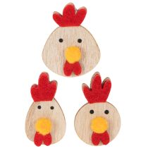 Artikel Holz-Hühner Streudekoration mit Klebepunkt 5 cm für saisonale Gestaltung