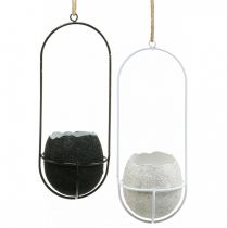 Artikel Osterdeko zum Hängen, Eierschale zum Bepflanzen, Frühlingsdeko Schwarz/Weiß H24cm 4 St