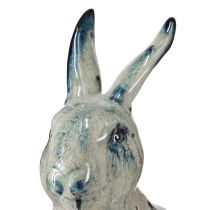 Artikel Osterhase Keramik Beige Blau Glasiert – Charmante Osterdekoration