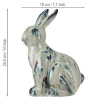 Artikel Osterhase Keramik Beige Blau Glasiert – Charmante Osterdekoration