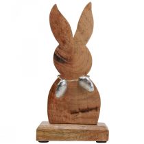 Osterhase Holz mit Eiern Metall, Tischdeko Ostern H20,5cm