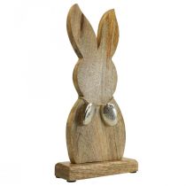 Artikel Osterhase Holz mit Eiern Metall, Tischdeko Ostern H31cm