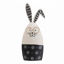 Osterhase Schwarz Weiß Hase mit Brille Metall 18,5x7x3cm 2St