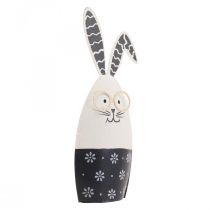Osterhase Schwarz Weiß Hase mit Brille Metall 18,5x7x3cm 2St