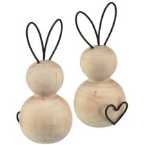 Artikel Elegante Osterhasen Holz Metall Deko 6er Set, Natur Schwarz H10,5cm