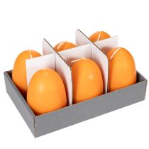 Artikel Set mit 6 Eikerzen in strahlendem Orange für Osterdekoration, 9cm Höhe, 20 Stunden Brenndauer