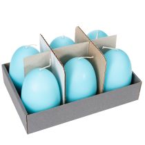 Artikel Blaue Osterei-Kerzen 6er Set, 9 cm, Dekoration für Osterfest