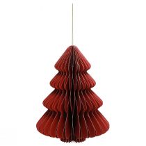 Artikel Papier Weihnachtsanhänger Tannenbaum Bordeaux, FSC-Wabenpapier, Weihnachtsdeko mit Magneten H20cm