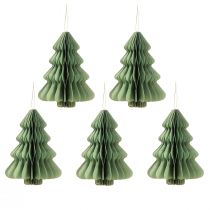Artikel Papier Weihnachtsbaum Mint Silber Glitter Deko H20cm Set 5