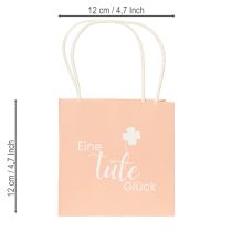 Artikel Geschenktüten mit Aufdruck Eine Tüte Glück, kleine Papiertüten 12 cm, Set aus 12 Stück, bunt und stabil