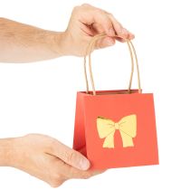 Artikel Geschenktüte Papier 12 cm Rot Gold Schleifenmotiv 8 Stück