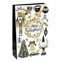 Geschenktüte Papiertasche "Merry Christmas" Gold Glitzer H30cm 2St
