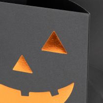 Artikel Papiertüten Übertopf Kürbis Gesicht 10,5cm Schwarz Orange 6 Stück