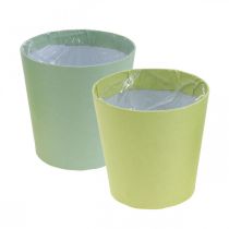 Topf aus Papier, Übertopf, Pflanzgefäß Blau/Grün Ø11cm H10cm 4St