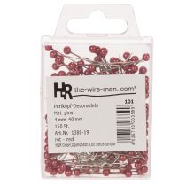 Artikel Perlkopfnadeln Rot Metall Ø4mm 40mm 150 Stück für Floristik und Dekoration