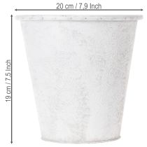 Artikel Pflanzgefäß, Übertopf mit Ornamenten, Metalldeko Weiß, Grau Ø20,5cm H19,5cm