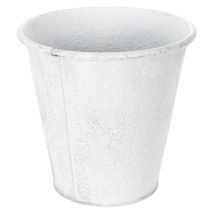Artikel Pflanzgefäß, Übertopf mit Ornamenten, Metalldeko Weiß, Grau Ø20,5cm H19,5cm