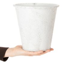 Artikel Pflanzgefäß, Übertopf mit Ornamenten, Metalldeko Weiß, Grau Ø20,5cm H19,5cm