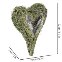 Artikel Pflanzherz Naturmaterial mit Folieneinsatz 22cm Grün 2 Stück