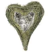 Artikel Pflanzherz Naturmaterial mit Folieneinsatz 22cm Grün 2 Stück