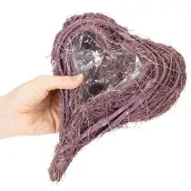 Artikel Pflanzherz aus Rebenmaterial mit Folie, 24 cm, Lila, für Außenbereich