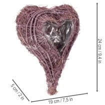 Artikel Pflanzherz aus Rebenmaterial mit Folie, 24 cm, Lila, für Außenbereich