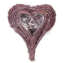 Artikel Pflanzherz aus Rebenmaterial mit Folie, 24 cm, Lila, für Außenbereich
