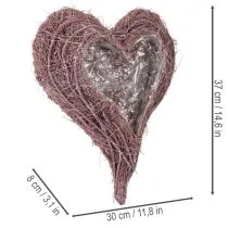 Artikel Herz Schale aus Zweigen mit Folieneinsatz, 37cm, Lila