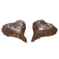 Artikel Pflanzgefäß Herz aus Zweigen mit Folie 20 cm Braun 2er-Set