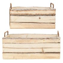 Artikel Pflanzkasten Holz Rinde Natur Griff Vintage Look L29cm/23cm 2er-Set