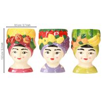 Artikel Pflanzkopf Keramik Mädchen mit Früchten Deko 13,5cm 3er Set