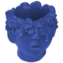 Artikel Pflanzkopf Polyresin Büste Blumentopf Blau Floristik Wohndeko 13,5×13×14cm